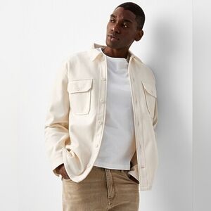 Simons | Le 31 Mens Shirt Jacket Size Medium Overshirt Cream Buton Front New!